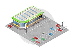 Set of Isolated High Quality Isometric City Elements on White Background . Vector Elements