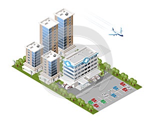 Set of Isolated High Quality Isometric City Elements on White Background . Vector Elements