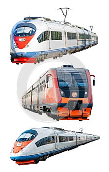 Set of isolated high speed trains rail.