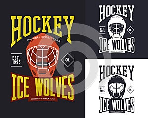 Set of isolated hockey banners for t-shirt