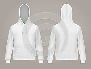 Man hoodie or front and back of white men hoody photo
