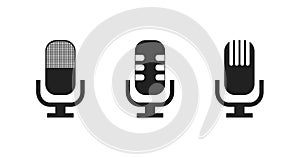 Set isolated microphone icons. Vector graphic concept sign