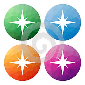 Set of 4 isolated modern low polygonal buttons - icons - for co