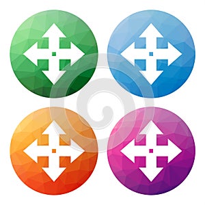 Set of 4 isolated modern low polygonal buttons - icons - for mo