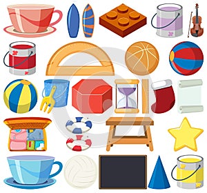 Set of isolated objects of stationeries