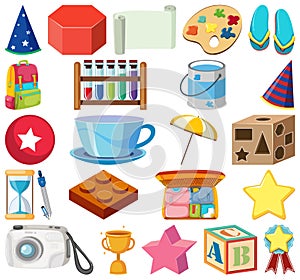 Set of isolated objects theme stationeries