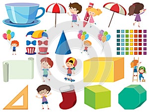 Set of isolated objects theme stationeries