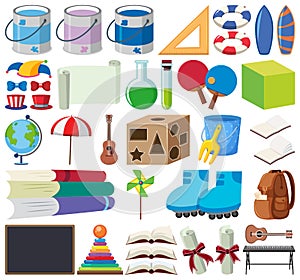 Set of isolated objects theme stationeries