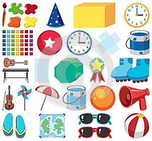 Set of isolated objects theme stationeries