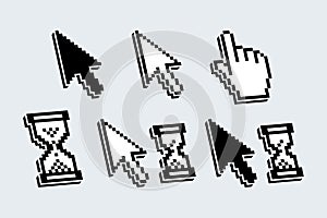 Set of Isolated Pixelated Cursors, Pointers