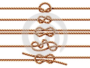 Set of isolated ropes with different knot types