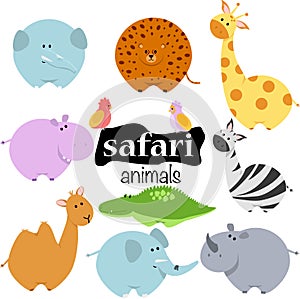 Set of isolated safari animals - vector illustration, eps