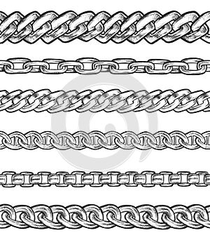 Set of isolated sketch for chain connection types