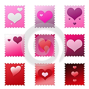 Set of Isolated Valentine Stamps