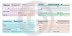 Set of isolated vector bank check,banking cheque