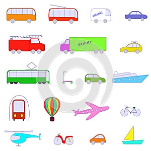 Set of isolated vector color icons of modes of transport