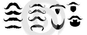 Set of isolated vector facial hair style. Beards and mustaches types. barber big collection. Silhouette vintage beard