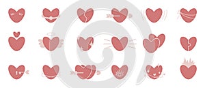 Set of 18 isolated vector hearts ikons. Clipart for Valentine\'s day print. photo