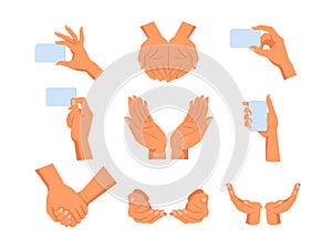 Set of isolated vector human hands gesture