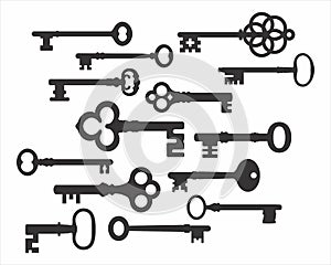 Retro Key Silhouettes Vector set