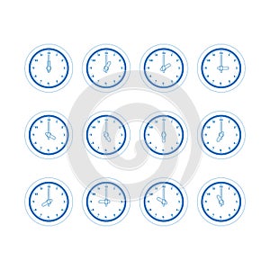 Set of Isolated Wall Clock Icon Illustration