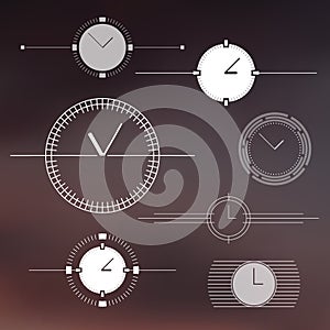 Set of isolated watch design elements.