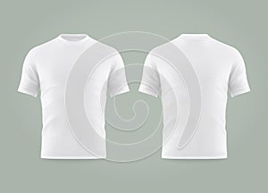 Set of isolated white t-shirt or realistic apparel