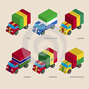 Set of isometric 3d cargo