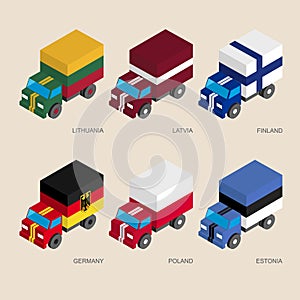 Set of isometric 3d cargo