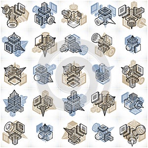 Set of isometric abstract vector geometric shapes
