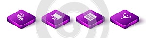 Set Isometric Artificial intelligence robot, Computer monitor, Binary code and Funnel filter icon. Vector