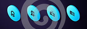 Set Isometric Binary code, Artificial intelligence AI, Chat bot and Robot setting icon. Vector