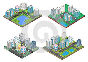 Set Isometric Building vector and town.They are on Yard,
