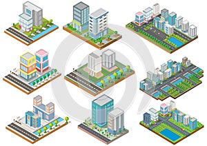 Set Isometric Building vector and town.They are on Yard,