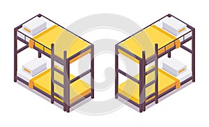 Set isometric bunk bed for hostels, hotels, small apartments photo