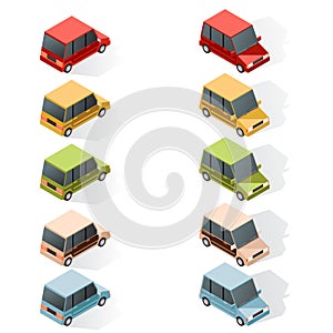 Set of isometric car icons