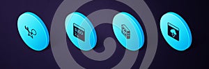 Set Isometric Cloud technology data transfer, Computer, Code terminal and Debugging icon. Vector