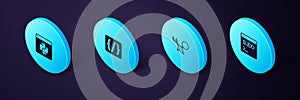 Set Isometric Code terminal, Debugging, Programming language syntax and Python programming icon. Vector