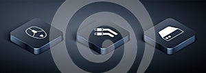 Set Isometric Computer mouse, Server, Data, Web Hosting and LAN cable network internet icon. Vector