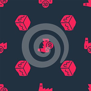 Set Isometric cube and Printing house industry on seamless pattern. Vector