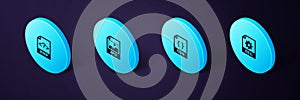 Set Isometric DLL file document, CSS, JPG and PHP icon. Vector