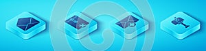 Set Isometric Envelope, Delete envelope, Mail box and Received message concept icon. Vector