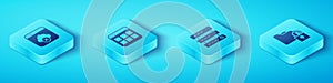 Set Isometric Failed access cloud storage, Browser files, Folder and lock and Server, Data, Web Hosting icon. Vector