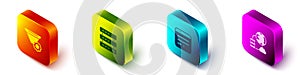 Set Isometric Filter setting, Server, Data, Web Hosting, Browser window and Network cloud connection icon. Vector