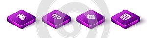 Set Isometric Folder and lock, Password protection, Cloud computing and Server, Data, Web Hosting icon. Vector