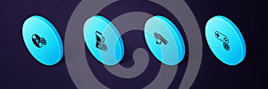 Set Isometric Gamepad setting, Security camera, Blender with bowl and CD or DVD disk icon. Vector
