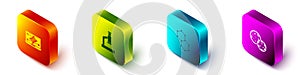 Set Isometric Genetic engineering modification, Microscope, Chemical formula and GMO icon. Vector