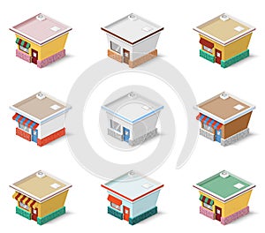 Set of isometric houses.