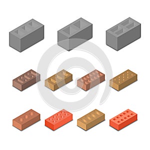 Set isometric icon construction materials, vector illustration.