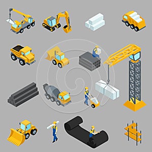 Set Isometric Icons for Construction Workers